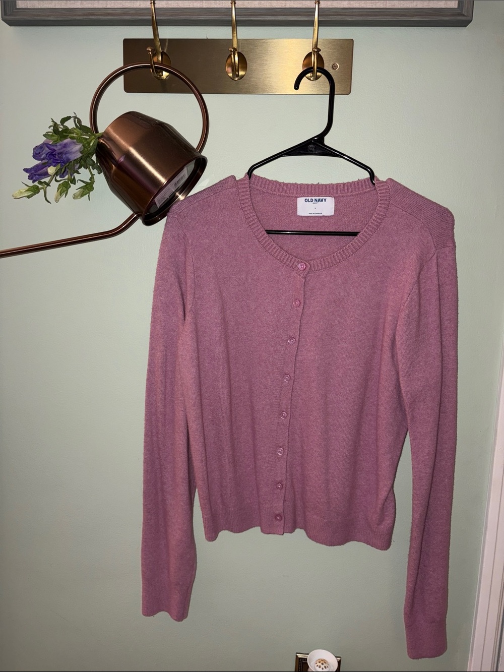 Old Navy Dusty Rose Button-Front Crewneck Cardigan